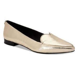 Calvin Klein Ezma Metallic Leather Pointed Flats